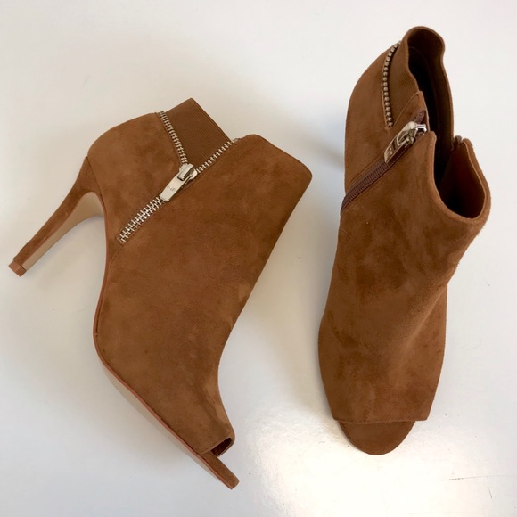 Marc Fisher Shoes - Marc Fisher | brown suede peep toe zip booties 7